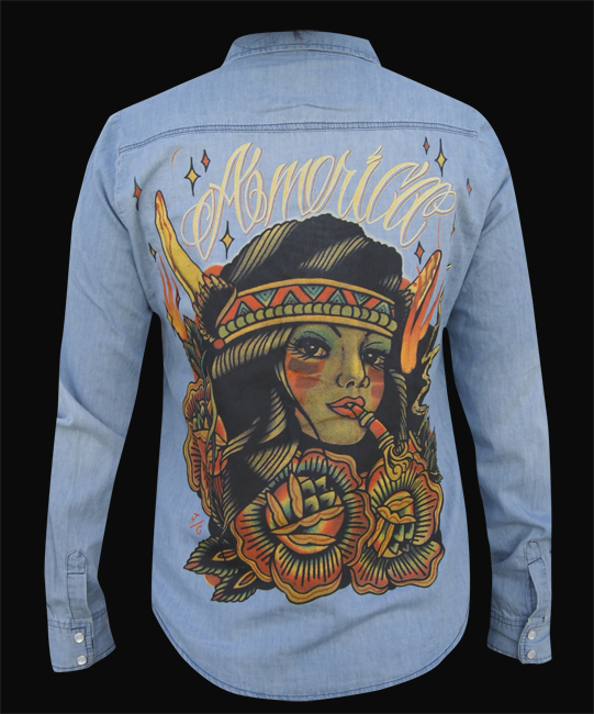 Womens America Long Sleeve Denim Western