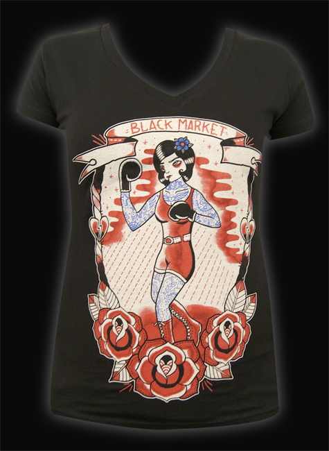Womens Boxer Girl - V Neck Tee