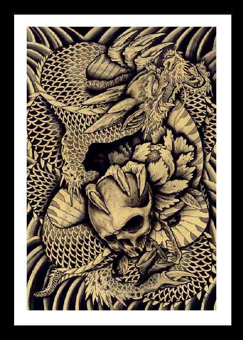 Dragon & Skull Art Print