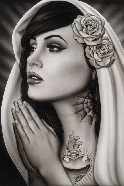 Tattooed Mary Art Print