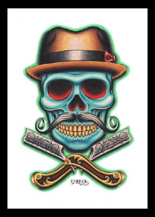 Barber Skull Art Print