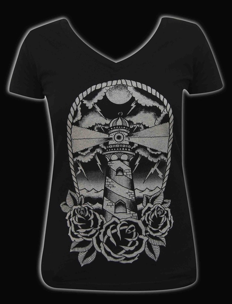 Womens Light House V Neck Tee