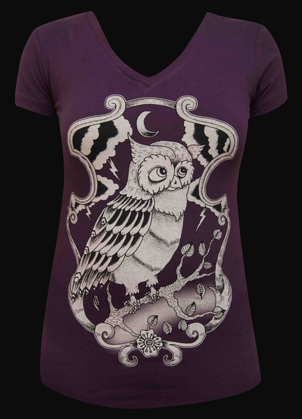 Womens Night Owl V Neck Tee